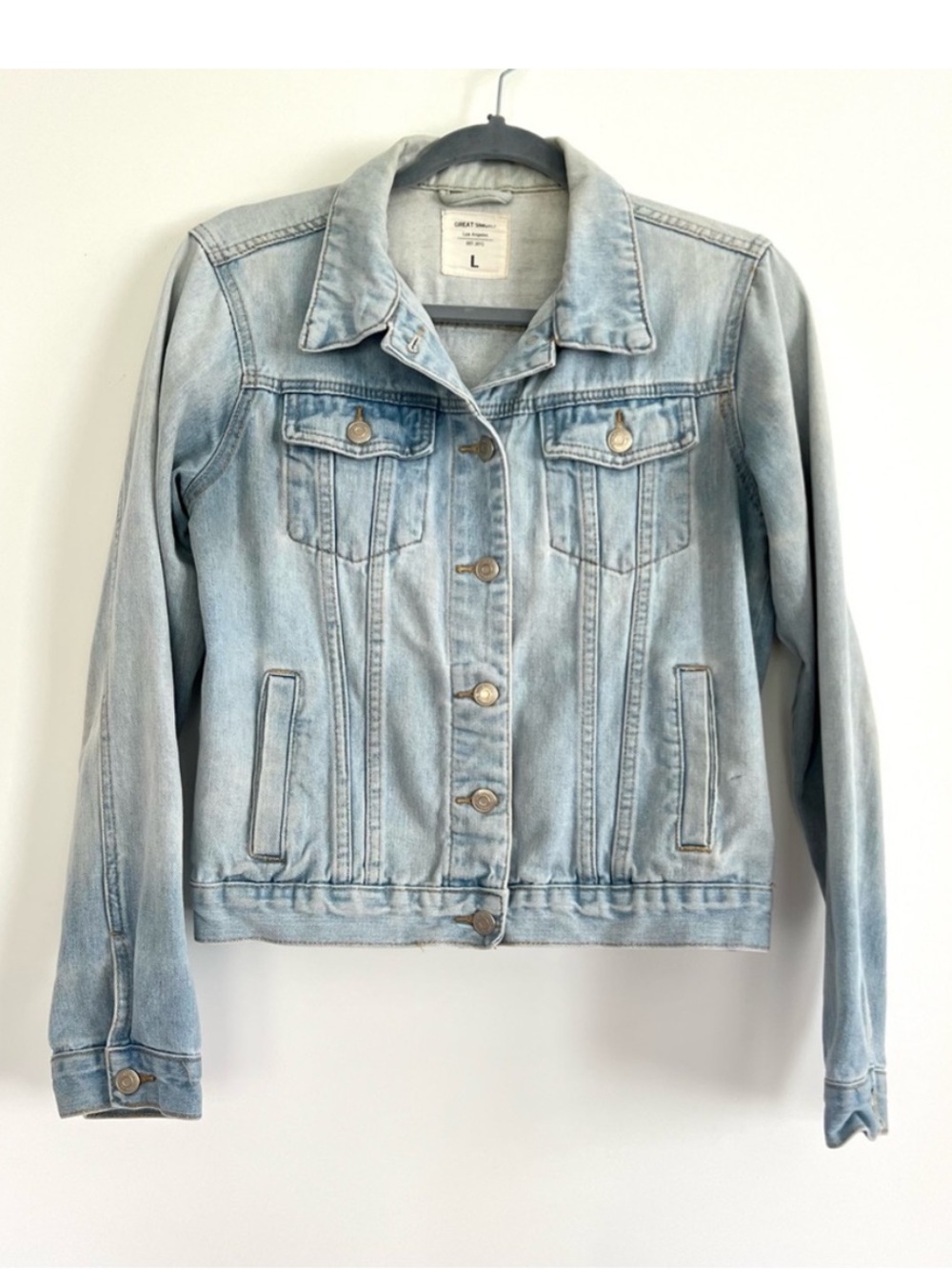 Great Smoky Los Angeles Light Wash faded Denim Jean Jacket Size Large